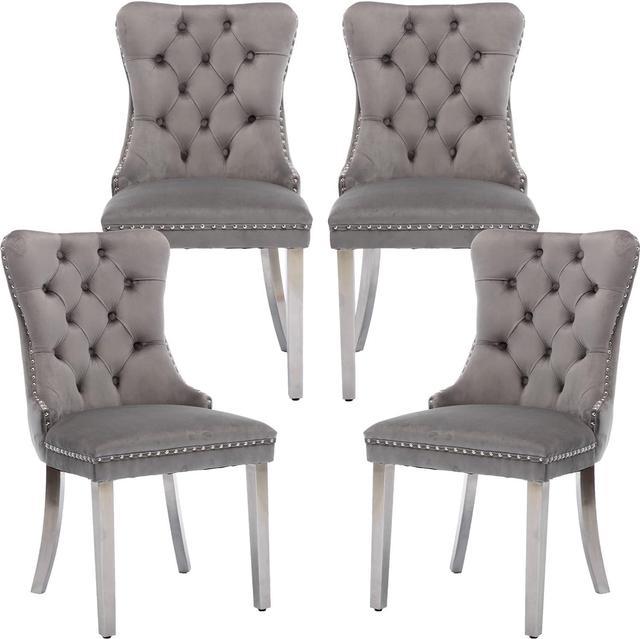 Dining chairs velvet online grey