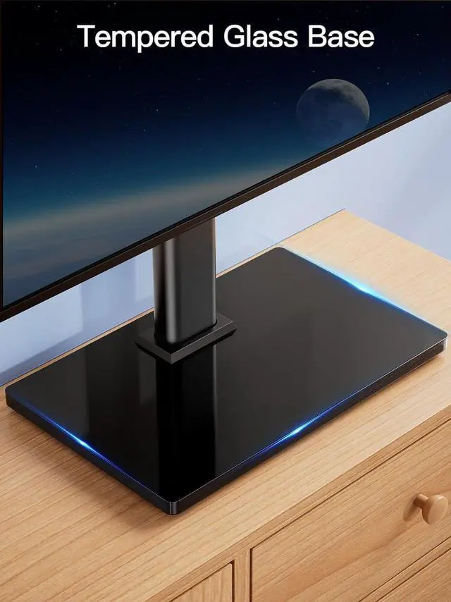 Alt view image 4 of 7 - PERLESMITH Universal TV Stand - Table Top TV Stand for 32-60 inch LCD LED TVs - Height Adjustable TV Base Stand with Tempered Glass Base & Wire Management, VESA 400x400mm PSTVS04
