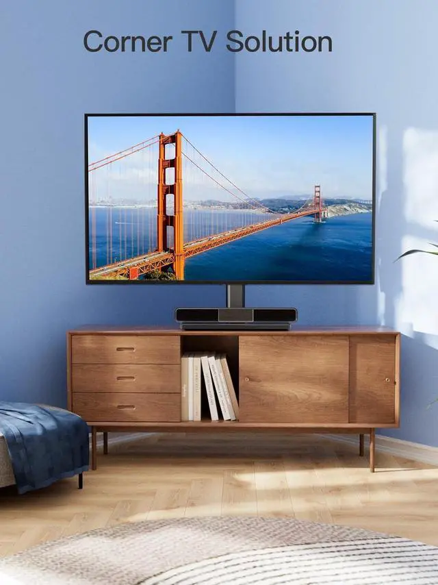 Alt view image 6 of 7 - PERLESMITH Universal TV Stand - Table Top TV Stand for 32-60 inch LCD LED TVs - Height Adjustable TV Base Stand with Tempered Glass Base & Wire Management, VESA 400x400mm PSTVS04