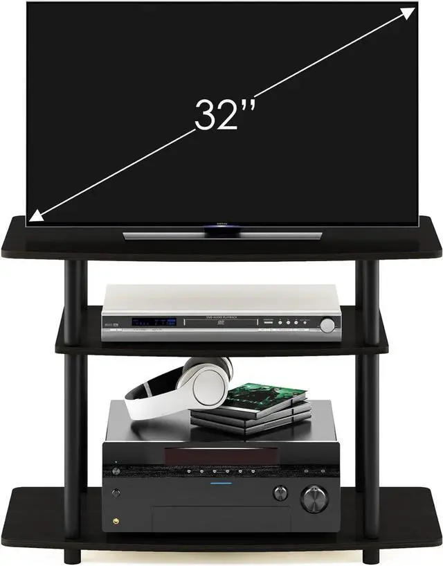 Alt view image 5 of 7 - Furinno Turn-N-Tube No Tools 3-Tier Entertainment Center TV Stand for TV up to 32 Inch, Plastic Round Tubes, Espresso/black