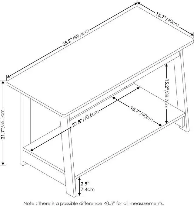 Alt view image 6 of 6 - Furinno Beginning TV Stand, 2-Tier Rectangular Entertainment Center with Shelf, TV Console for TV up to 36 Inch, Open Back, for Living Room, Bedroom, French Oak