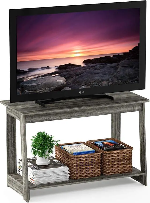 Main image of Furinno Beginning TV Stand, 2-Tier Rectangular Entertainment Center with Shelf, TV Console for TV up to 36 Inch, Open Back, for Living Room, Bedroom, French Oak