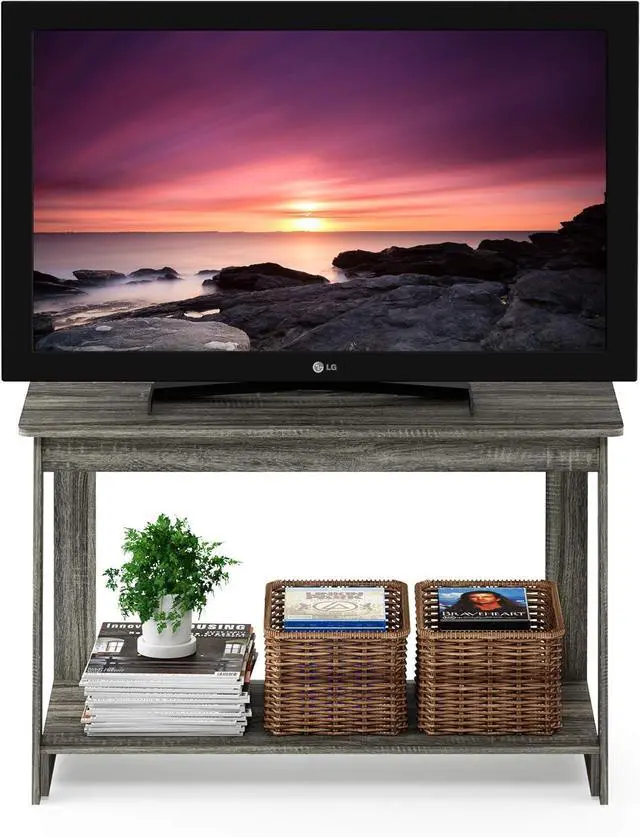 Alt view image 3 of 6 - Furinno Beginning TV Stand, 2-Tier Rectangular Entertainment Center with Shelf, TV Console for TV up to 36 Inch, Open Back, for Living Room, Bedroom, French Oak