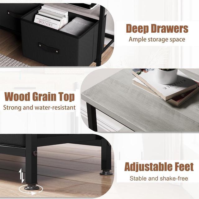 Alt view image 5 of 7 - IDEALHOUSE Dresser TV Stand, Entertainment Center with Storage, 50 Inch TV Stand for Bedroom Small TV Stand Dresser with Drawers and Shelves, TV & Media Console Table Furniture for Living Room, Black