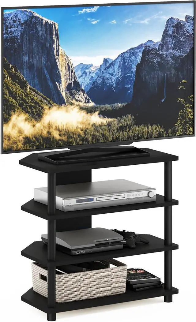 Alt view image 4 of 6 - Furinno Turn-N-Tube Easy Assembly 4-Tier Petite Entertainment Center / TV Stand / TV Unit / TV Desk, Blackwood