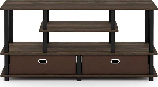 Main image of Furinno JAYA Large Stand for up to 50-Inch TV, Columbia Walnut/Black/Dark Brown