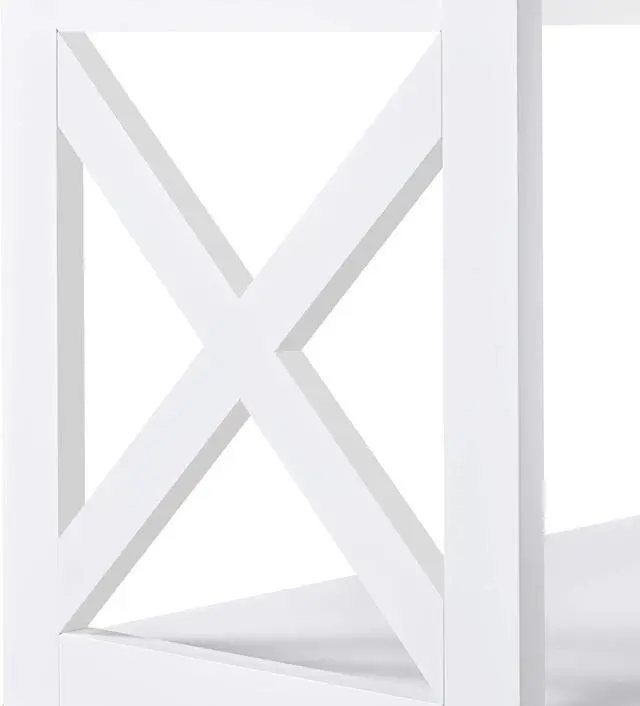 Alt view image 7 of 7 - Yaheetech Narrow Console Table 42" L White 3-Tier X-Design Entryway Shelves