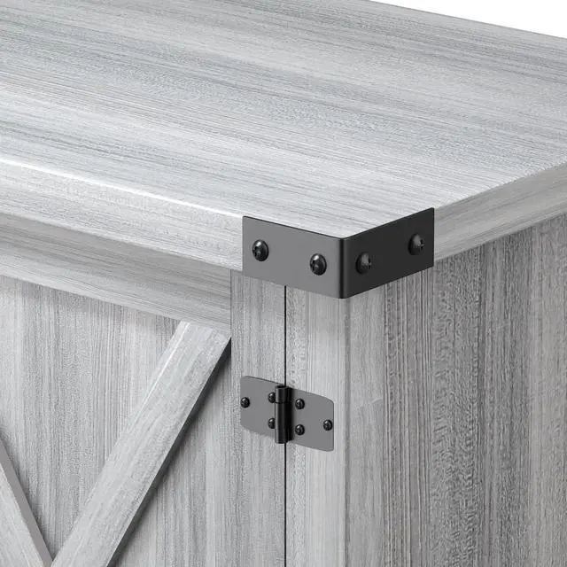 Alt view image 6 of 7 - JUMMICO TV Stand for 65 Inch TV Farmhouse Entertainment Center with Double Barn Doors and Storage Cabinets, Console TV Table Media for Living Room, Bedroom (Grey, Without Fireplace)