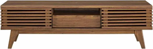 Alt view image 4 of 7 - Modway Render Mid-Century Modern Low Profile 59 Inch TV Stand in Walnut