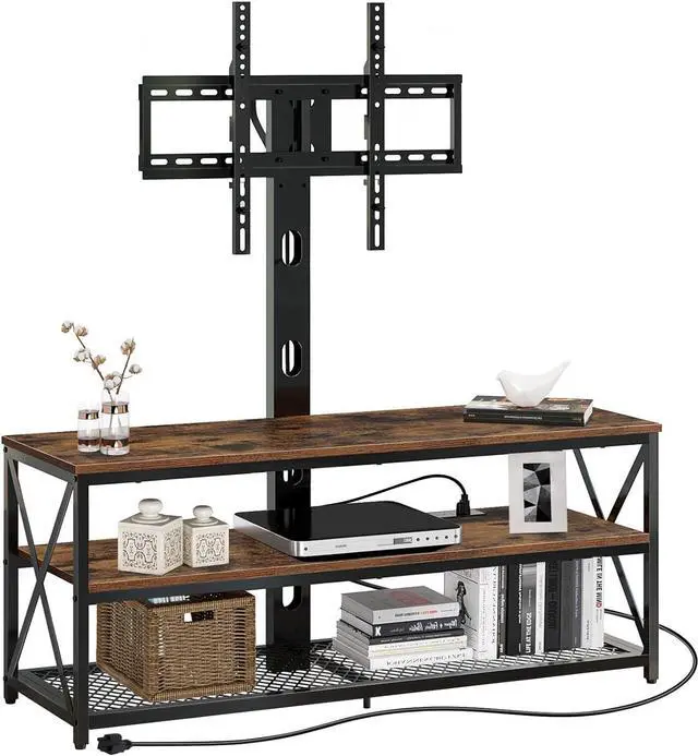 Main image of Seventable TV Stand with Mount and Power Outlet 43", Swivel TV Stand Mount for 32/45/55/60/65/70 inch TVs, Height Adjustable TV Entertainment Center with Cable Management, Rustic Brown
