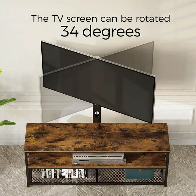 Alt view image 4 of 7 - Seventable TV Stand with Mount and Power Outlet 43", Swivel TV Stand Mount for 32/45/55/60/65/70 inch TVs, Height Adjustable TV Entertainment Center with Cable Management, Rustic Brown