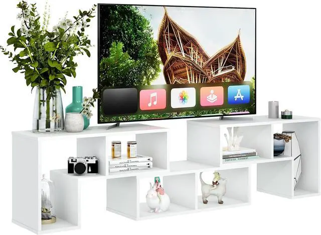 Main image of Tangkula 3 Pieces Console TV Stand, Free-Combination Entertainment Center for 50 55 60 65 Inch TV, Minimalist Modern TV Media Stand, DIY Open Storage Bookcase Shelf for Living Room (White)