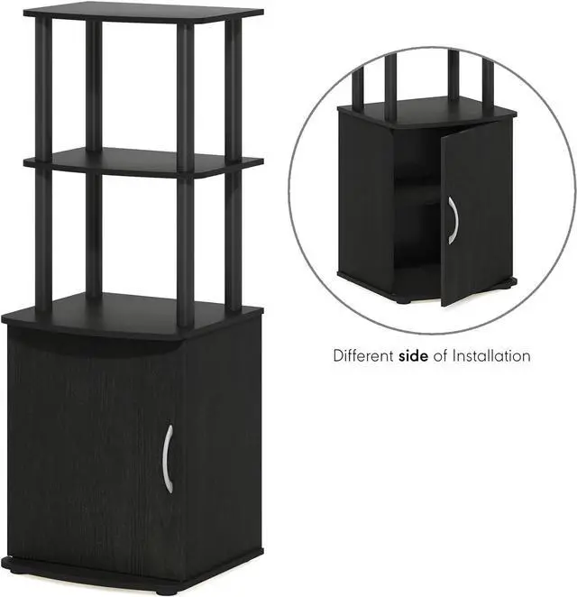 Alt view image 4 of 7 - Furinno Turn-N-Tube Tall TV Entertainment Side Table Display Rack with Storage Cabinet, 2-Tier, Blackwood/Black