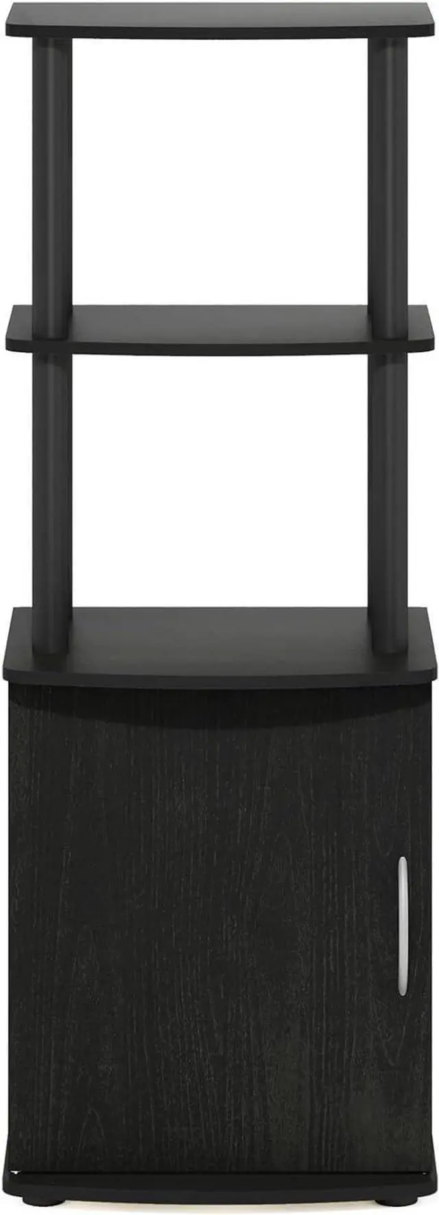 Alt view image 7 of 7 - Furinno Turn-N-Tube Tall TV Entertainment Side Table Display Rack with Storage Cabinet, 2-Tier, Blackwood/Black