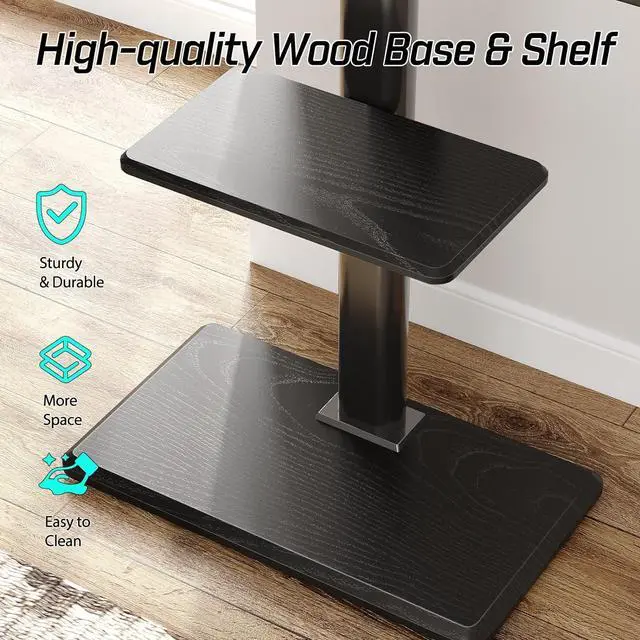 Alt view image 4 of 7 - Greenstell TV Stand with Power Outlet & AV Shelf, Universal Floor TV Stand for 32-70 inch TV, Swivel Tall TV Stand, Holds up to 110 LBs,Height Adjustable and Wood Base, Max VESA 600x400mm,Black