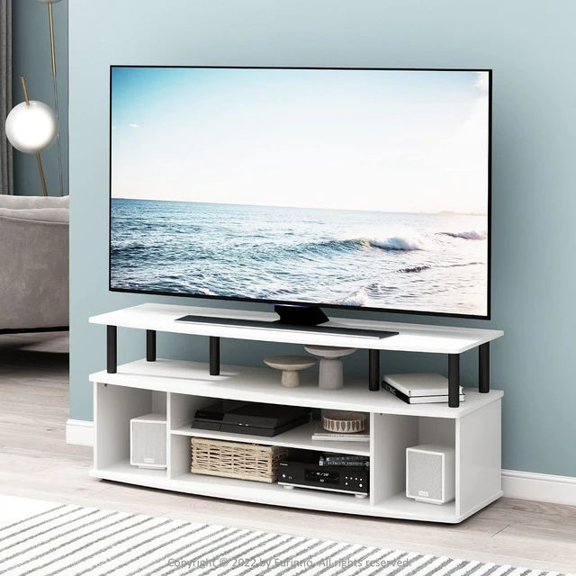 Alt view image 3 of 6 - Furinno Jaya 4-Tier TV Stand for TV up to 55 Inch, White