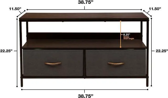 Alt view image 3 of 7 - Sorbus TV Stand Dresser with 2 Drawers - Television Riser Chest with Storage - Bedroom, Living Room, Closet, & Dorm Furniture