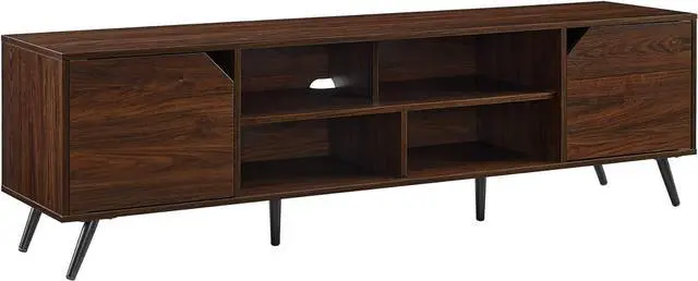 Main image of Walker Edison Nora Modern Minimal Open-Shelf TV Stand for TVs up to 80 Inches, 70 Inch, Dark Walnut