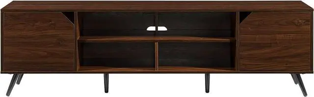Alt view image 4 of 7 - Walker Edison Nora Modern Minimal Open-Shelf TV Stand for TVs up to 80 Inches, 70 Inch, Dark Walnut