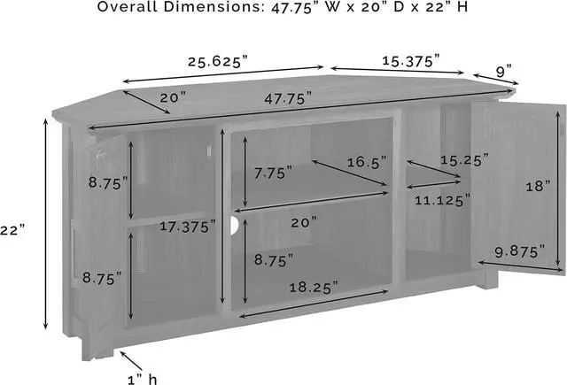 Alt view image 5 of 7 - Crosley Furniture Camden TV Stand Fits 50"+ TVs, Adjustable Shelves