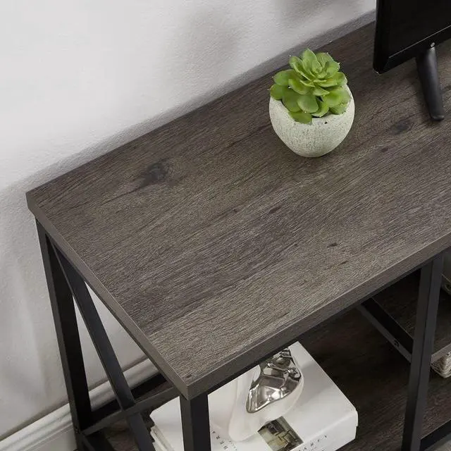 Alt view image 4 of 7 - EXCEFUR 55 inch TV Stand for TV up to 65 inch, Rustic Wood and Metal Media TV Console Table for Living Room, Grey