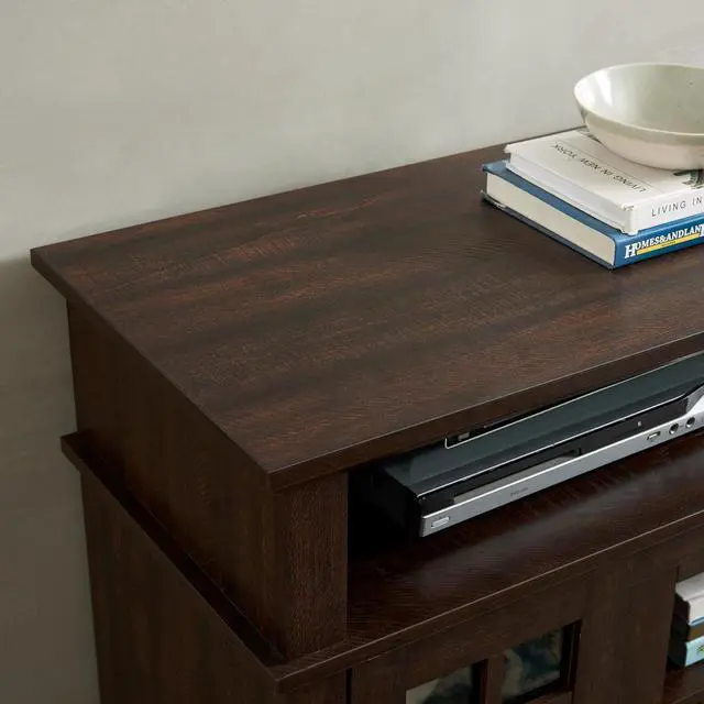 Alt view image 6 of 7 - SUNLIFER 58" Farmhouse Entertainment Center: Espresso Wood TV Stand for 60 Inch TV | Rustic Tall TV Console for Living Room with Storage Cabinet and Adjustable Shelves
