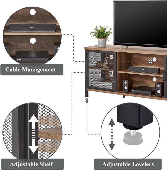 Alt view image 7 of 7 - FATORRI Industrial Entertainment Center for TVs up to 65 Inch, Rustic Wood TV Stand, Large TV Console and TV Cabinet for Living Room (60 Inch Wide, Rustic Oak)