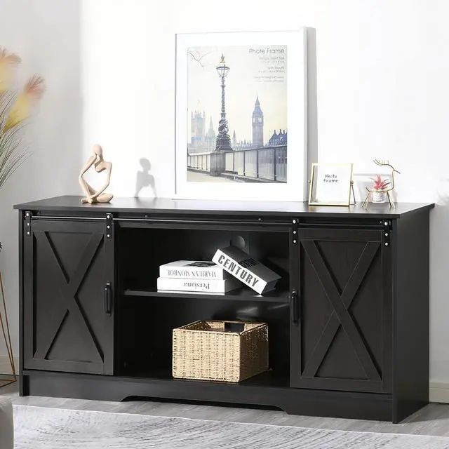 Main image of 4 EVER WINNER Farmhouse TV Stand for 65+ Inch TV, Espresso Entertainment Center for 65 Inch TV, Modern Farmhouse Television Stands for TVs up to 70, Espresso TV Stand for Flat Screens 65