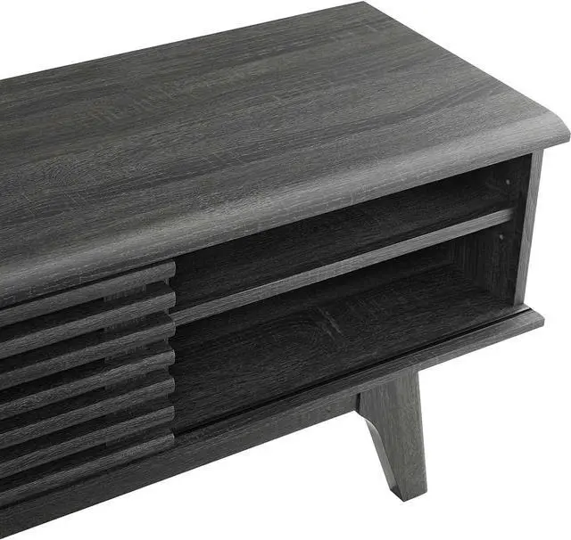 Alt view image 2 of 7 - Modway Render Mid-Century Modern Low Profile 70 Inch Media Console TV Stand in Charcoal, 70"