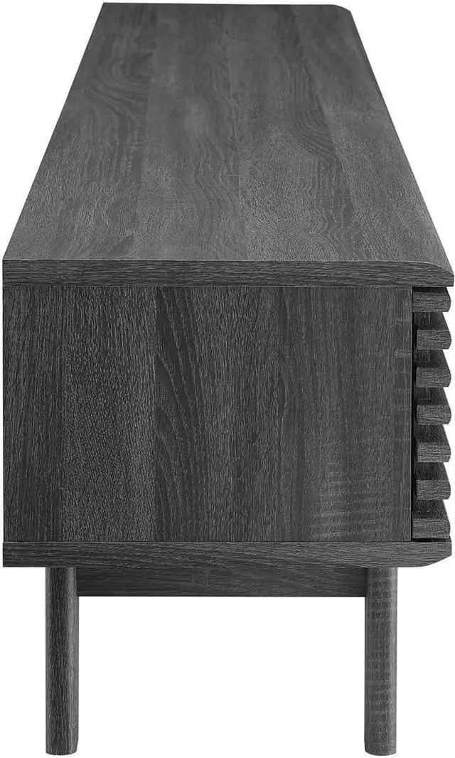 Alt view image 3 of 7 - Modway Render Mid-Century Modern Low Profile 70 Inch Media Console TV Stand in Charcoal, 70"