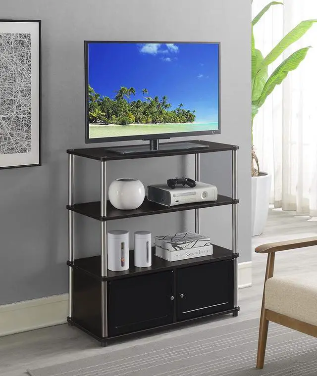 Alt view image 2 of 7 - Convenience Concepts Designs2Go Highboy TV Stand with Storage Cabinets and Shelves for TVs up to 40 Inches, Espresso
