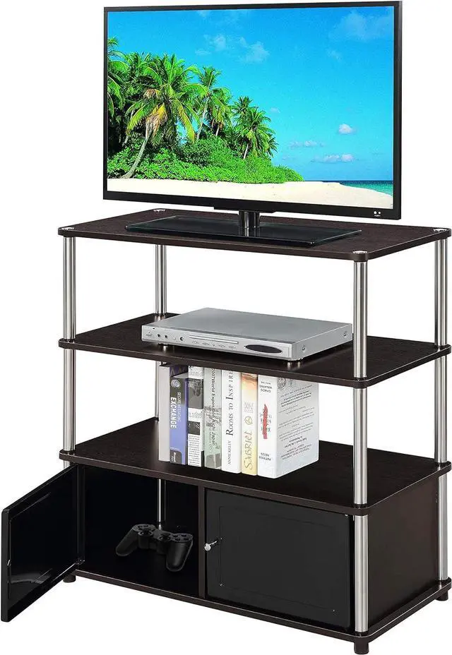 Alt view image 3 of 7 - Convenience Concepts Designs2Go Highboy TV Stand with Storage Cabinets and Shelves for TVs up to 40 Inches, Espresso