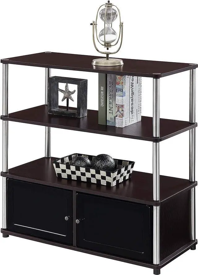 Alt view image 4 of 7 - Convenience Concepts Designs2Go Highboy TV Stand with Storage Cabinets and Shelves for TVs up to 40 Inches, Espresso