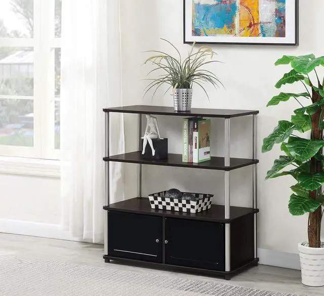 Alt view image 5 of 7 - Convenience Concepts Designs2Go Highboy TV Stand with Storage Cabinets and Shelves for TVs up to 40 Inches, Espresso