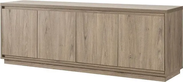 Alt view image 5 of 6 - Henn&Hart 68" TV Stand for TVs up to 75", Weathered Gray | Blends modern and classic style with beveled cabinets, adjustable shelves, and hidden storage for tidy media organization