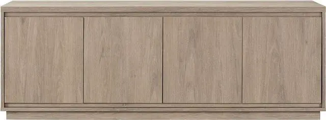 Alt view image 4 of 6 - Henn&Hart 68" TV Stand for TVs up to 75", Weathered Gray | Blends modern and classic style with beveled cabinets, adjustable shelves, and hidden storage for tidy media organization