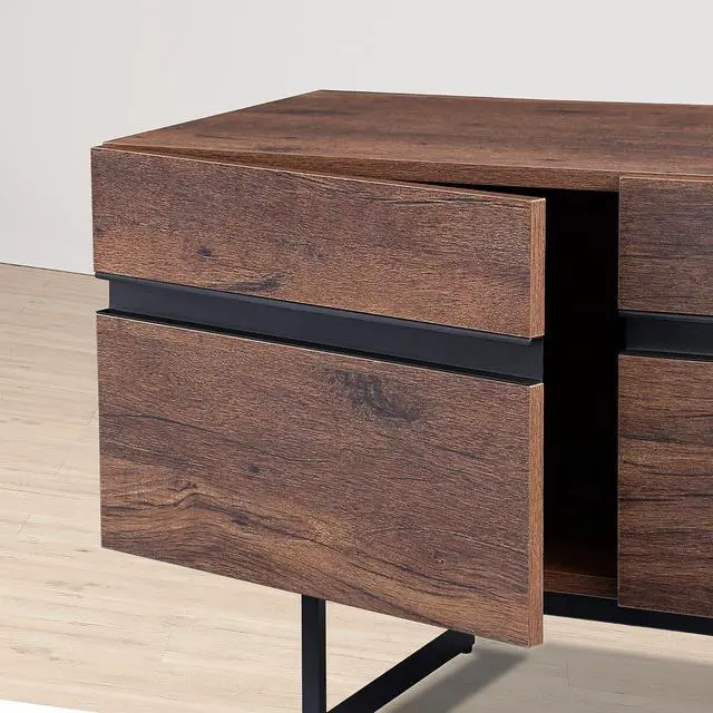 Alt view image 6 of 7 - WAMPAT Modern TV Stand for up to 75 inch TV, Wood Entertainment Center TV Console Table with Storage Cabinets Media Console for Living Room, Brown