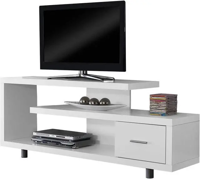 Main image of Monarch Specialties TV Stand with 1 Drawer, 60"W, White