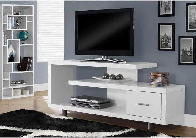 Alt view image 2 of 5 - Monarch Specialties TV Stand with 1 Drawer, 60"W, White