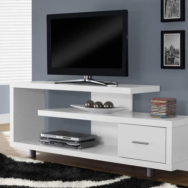 Alt view image 3 of 5 - Monarch Specialties TV Stand with 1 Drawer, 60"W, White