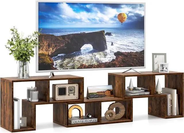 Main image of POWERSTONE TV Console Stand, 3 Pieces Combination Entertainment Center for 50 55 60 65 Inch TV, Modern Media Console Bookcase with Open Storage Shelf for Living Room Bedroom (Walnut)