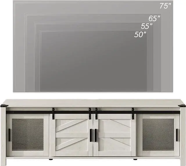 Alt view image 3 of 6 - WAMPAT Farmhouse TV Stand for 75" TV, Antique White