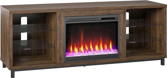 Alt view image 5 of 7 - Ameriwood Home Lumina Deluxe Fireplace TV Stand for TVs up to 70", Walnut