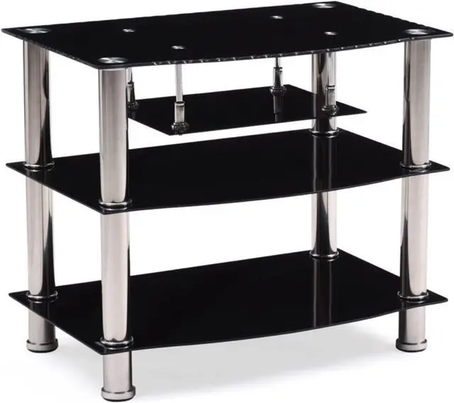 Main image of Hodedah Four Shelve Tempered Glass TV Stand, Accommodates TV's up to 32", Black