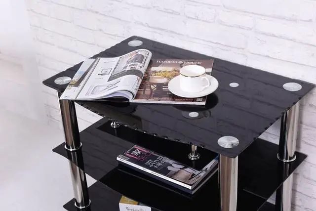 Alt view image 4 of 5 - Hodedah Four Shelve Tempered Glass TV Stand, Accommodates TV's up to 32", Black