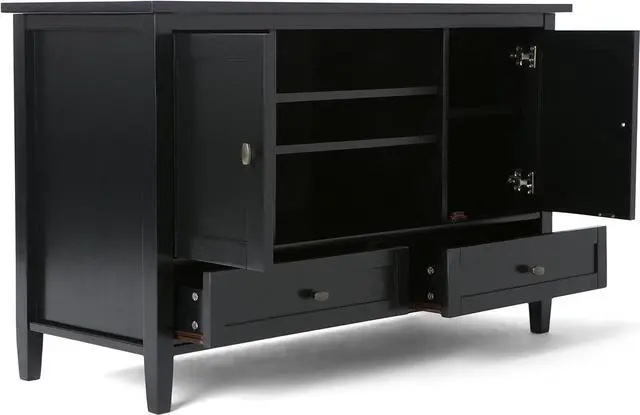 Alt view image 4 of 7 - SIMPLIHOME Warm Shaker SOLID WOOD 47 Inch Wide Transitional TV Media Stand in Black For TVs up to 52 Inches, For The Living Room and Entertainment Center