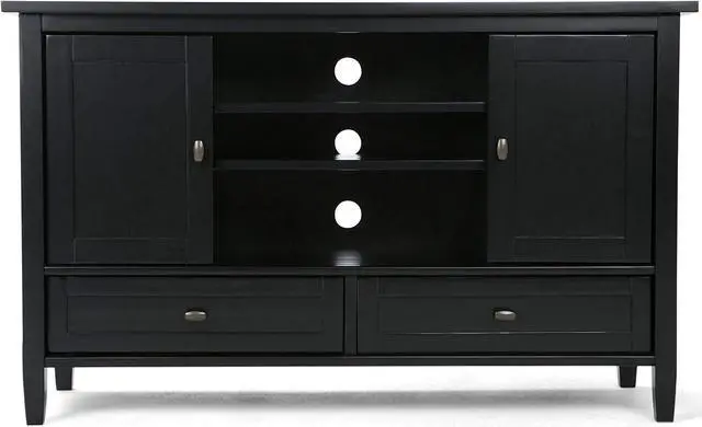 Alt view image 5 of 7 - SIMPLIHOME Warm Shaker SOLID WOOD 47 Inch Wide Transitional TV Media Stand in Black For TVs up to 52 Inches, For The Living Room and Entertainment Center