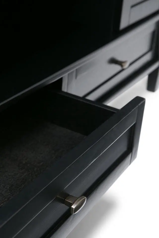 Alt view image 6 of 7 - SIMPLIHOME Warm Shaker SOLID WOOD 47 Inch Wide Transitional TV Media Stand in Black For TVs up to 52 Inches, For The Living Room and Entertainment Center