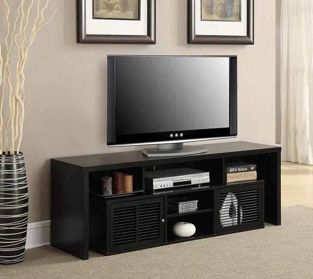 Alt view image 2 of 4 - Convenience Concepts Lexington 65 inch TV Stand with Storage Cabinets and Shelves, Black