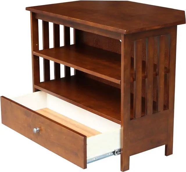 Alt view image 6 of 7 - Solid Wood Mission Corner Enteinment/TV Stand, Espresso
